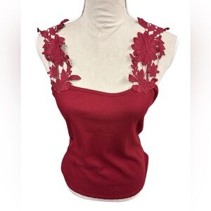 SHEIN Burgundy Floral Lace Camisole